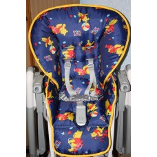 Чехол 1 - ОДНОСТОРОННИЙ из ПЛАЩЁВКИ - НЕПРОМОКАЕМЫЙ для стульчика Peg Perego Prima Pappa Diner / Пег Перего Прима Паппа Динер - расцветка "Мишки "Дисней" с жёлтой окантовкой"
